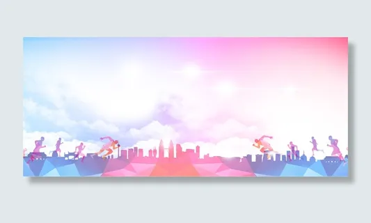 红蓝城市运动背景图高清