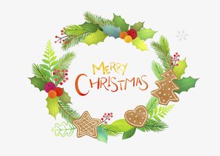 圣诞花环 松针叶子免抠