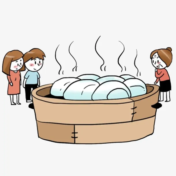 手绘老奶奶卖馒头免抠