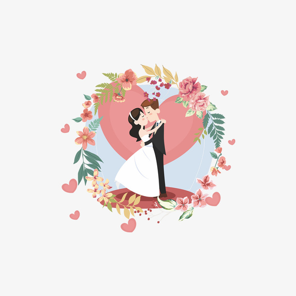 卡通新婚的人物设计免抠