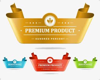 彩色丝带标签矢量图片免抠