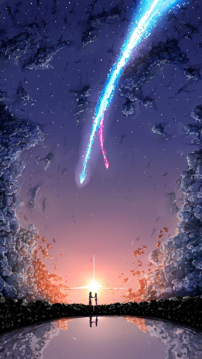 创意的星空下的情侣H5素材背景高清