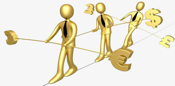 金色小人保持平衡前进免抠