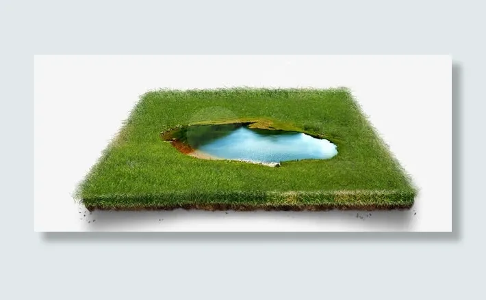 精美清新草地湖泊免抠