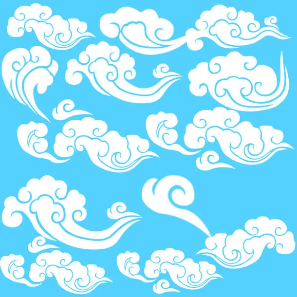 手绘中国风各种云彩免抠