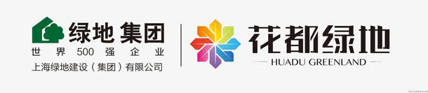 双联彩色东方绿地LOGO免抠