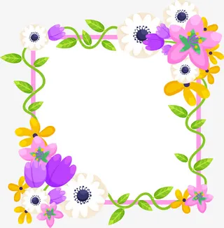 清新春季插花花环矢量素材免抠