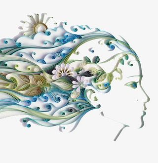 唯美的女人创意3D纸艺免抠