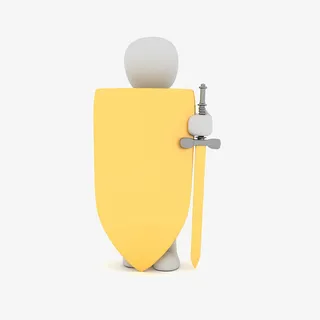 手绘拿着盾牌的小人免抠