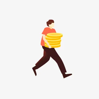 卡通搬着金币的人免抠