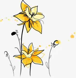 彩绘黄色花朵免抠