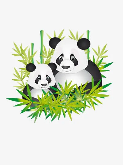 熊猫母子矢量图免抠