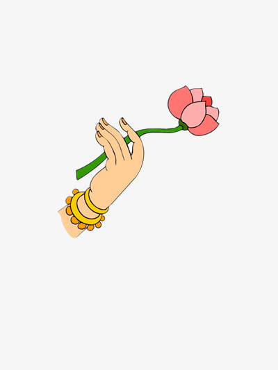 手拿荷花免抠