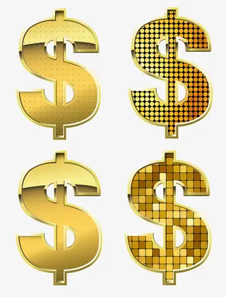 金色复古风格货币符号免抠