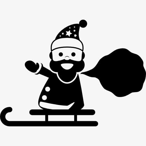 圣诞老人带着礼品袋站在雪橇图标免抠