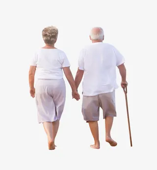 老爷爷老奶奶牵手背影免抠