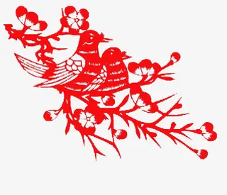 落在枝头的喜鹊剪纸免抠