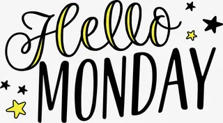 卡通效果手写你好周一免抠