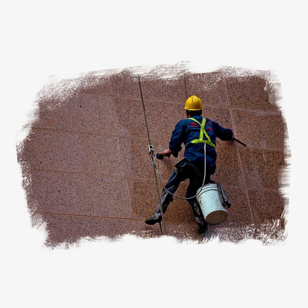 清洗瓷砖的吊索上的人免抠