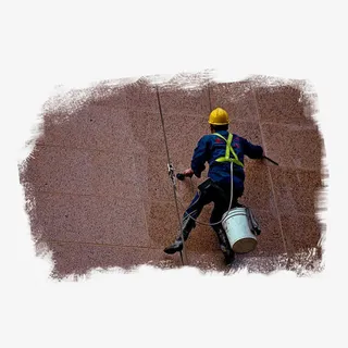 清洗瓷砖的吊索上的人免抠