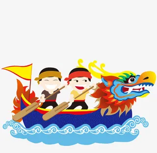 免抠卡通划龙舟的人们免抠