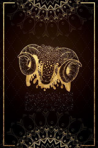 金色十二星座创意挂画白羊座海报高清