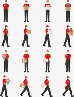 快递送货员组合免抠