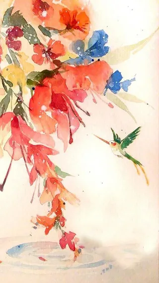 清新简约手绘水彩H5背景高清