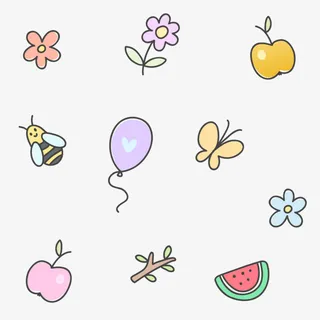 可爱卡通贴纸水果花朵免抠 可爱卡通贴纸水果花朵免抠
