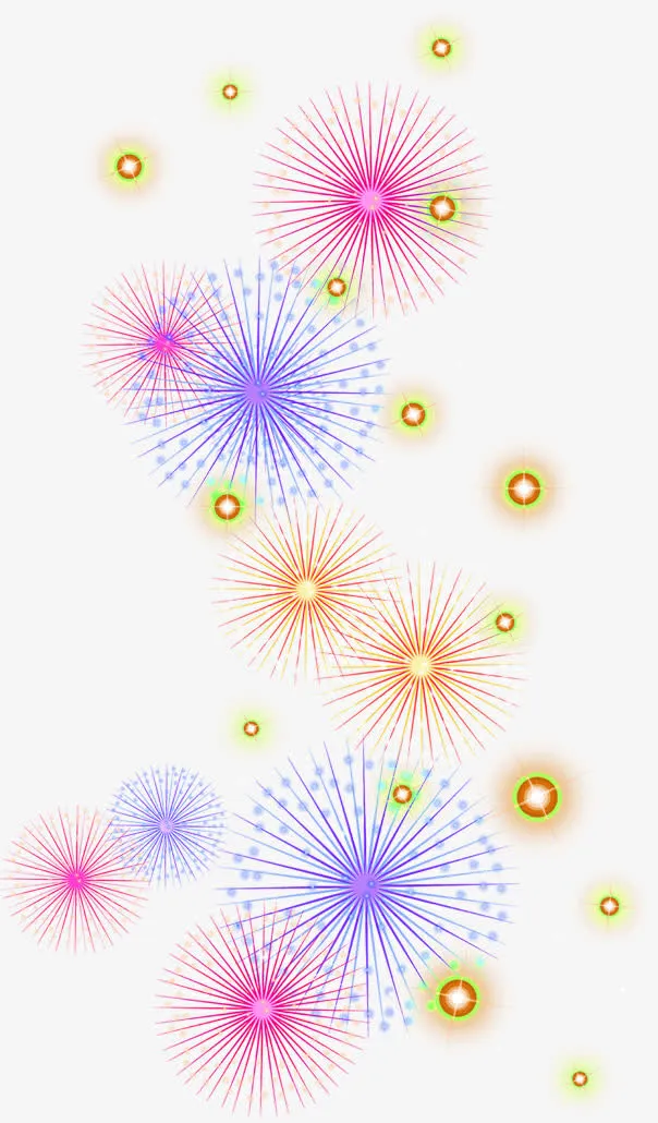 彩色卡通烟花开业免抠