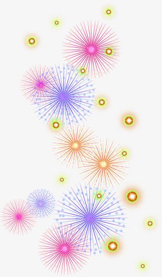 彩色卡通烟花开业免抠