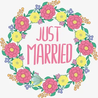 浪漫彩色婚礼装饰花环免抠