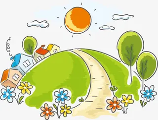 卡通风景插画矢量素材下载,免抠