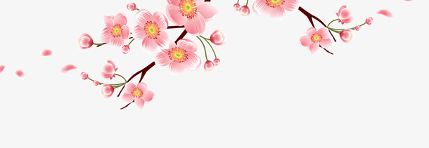 卡通粉色桃花树枝免抠