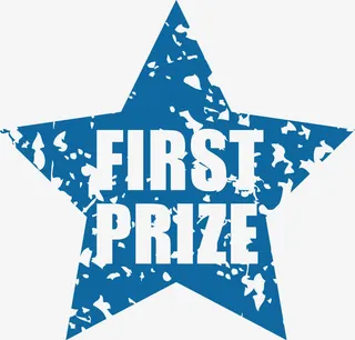 蓝色五角星复古标签免抠