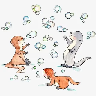 可爱鼹鼠吹泡泡免抠