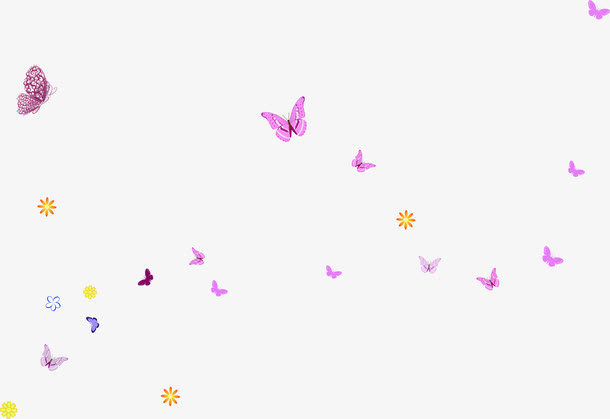 手绘粉色漂浮蝴蝶纹理免抠