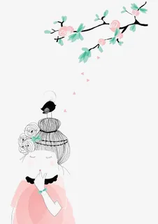 手绘女孩免抠 手绘女孩免抠