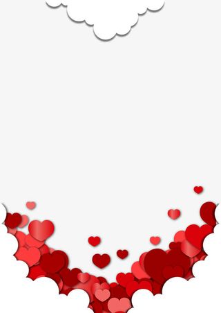 红色爱心云朵边框纹理免抠