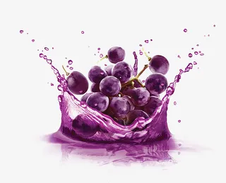 时尚飞溅的葡萄汁免抠