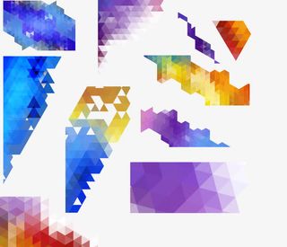 炫彩几何素材矢量紫色蓝色科技免抠