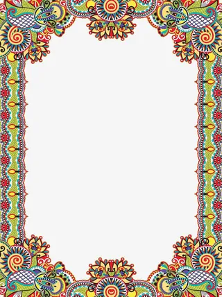 复古花纹边框免抠