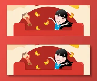 红包欢呼背景banner免抠