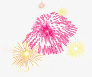 红色黄色放射性爆开的烟花免抠