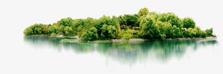 春天湖边树林装饰免抠