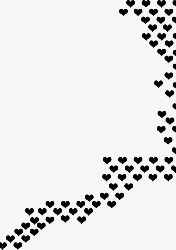 黑色心形边框七夕免抠