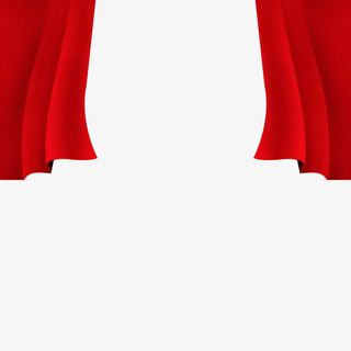 红色  窗帘 装饰 边框免抠