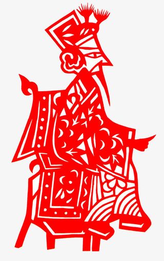 中国风红色皮影男士剪纸免抠