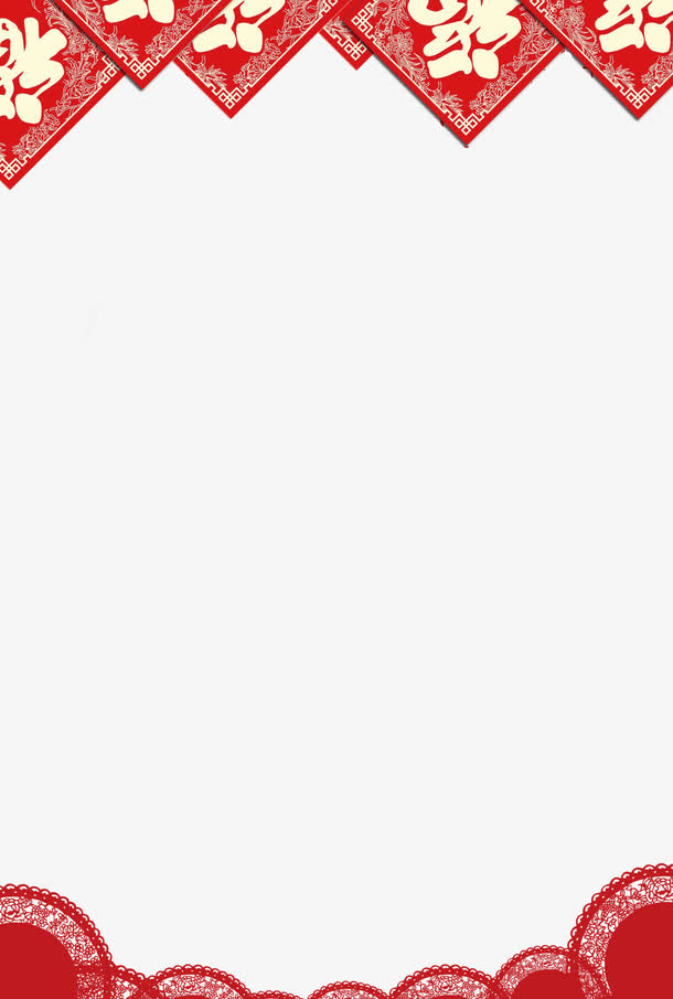 中国风红色福字框架免抠