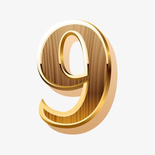 金色拉丝数字9免抠